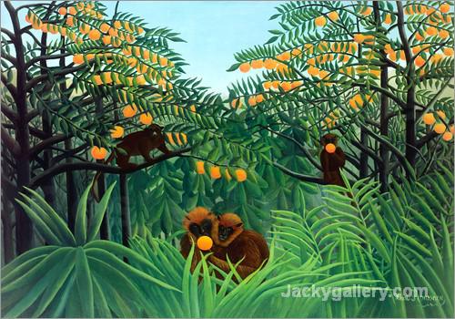 Monkeys in the Jungle by Henri Rousseau paintings reproduction